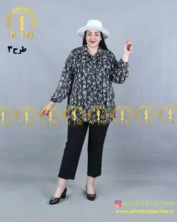 شومیز حریر طرحدار سایزبزرگ 4170