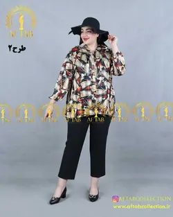 شومیز حریر طرحدار سایزبزرگ 4170