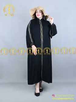 مانتو عبایی عربی خرجکار نگین طلایی سایزبزرگ 4156