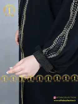 مانتو عبایی عربی خرجکار نگین طلایی سایزبزرگ 4156