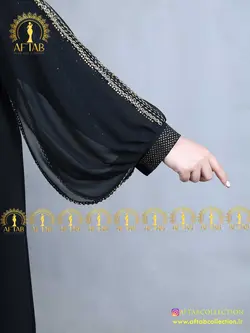 مانتو عبایی عربی خرجکار نگین طلایی سایزبزرگ 4156