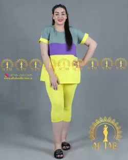 ست تیشرت شلوارک اسپرت سایز بزرگ زنانه