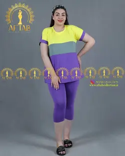 ست تیشرت شلوارک اسپرت سایز بزرگ زنانه
