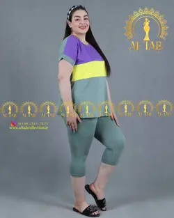 ست تیشرت شلوارک اسپرت سایز بزرگ زنانه