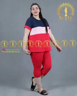 ست تیشرت شلوارک اسپرت سایز بزرگ زنانه