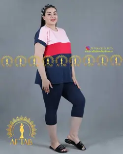 ست تیشرت شلوارک اسپرت سایز بزرگ زنانه