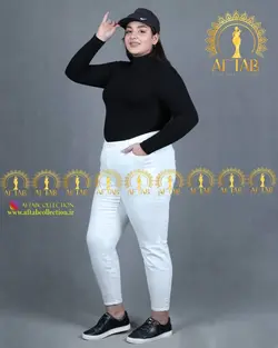 شلوار جین سفید جذب سایزبزرگ زنانه