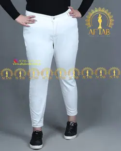 شلوار جین سفید جذب سایزبزرگ زنانه