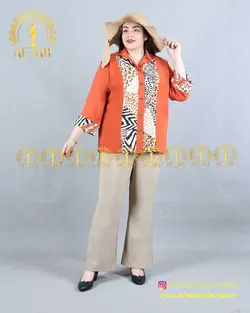 شومیز جلو دکمه طرحدار سایزبزرگ 4199