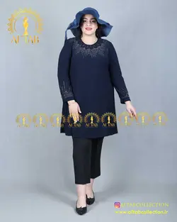 تونیک جودون یقه تور نگینی سایزبزرگ 4221