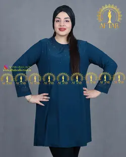 تونیک جودون یقه تور نگینی سایزبزرگ 4221