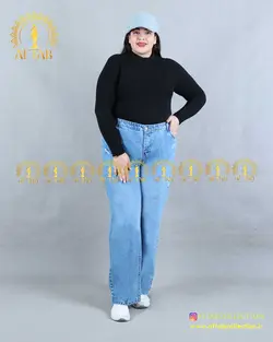 شلوار جین نیم بگ پشت کش سایزبزرگ 4215