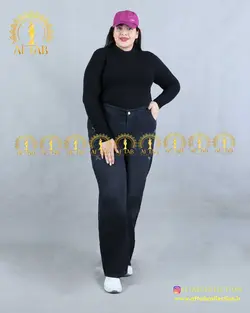 شلوار جین نیم بگ پشت کش سایزبزرگ 4215