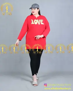 بلوز راحتی طرح LOVE سایزبزرگ 4181