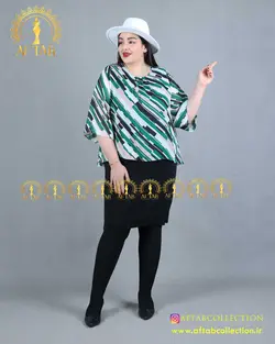 پیراهن کرپ کش دو تیکه سایزبزرگ 4301