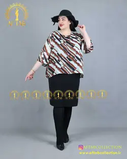 پیراهن کرپ کش دو تیکه سایزبزرگ 4301