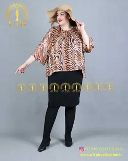 پیراهن کرپ کش دو تیکه سایزبزرگ 4301