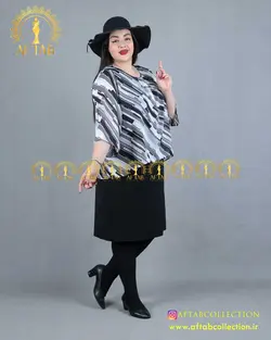 پیراهن کرپ کش دو تیکه سایزبزرگ 4301