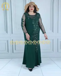 پیراهن مجلسی خرجکار گیپور سایزبزرگ 4367