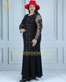 پیراهن مجلسی خرجکار گیپور سایزبزرگ 4367