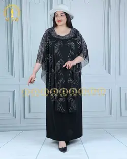 پیراهن مجلسی پانچ تور سنگی سایزبزرگ 4363