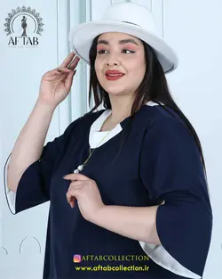 شومیز یقه گرد آستین هلالی سایز بزرگ 4354