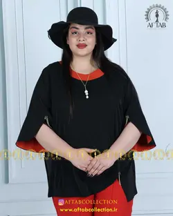 شومیز یقه گرد آستین هلالی سایز بزرگ 4354