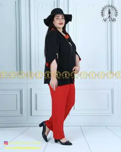 شومیز یقه گرد آستین هلالی سایز بزرگ 4354