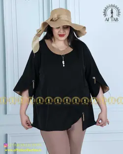 شومیز یقه گرد آستین هلالی سایز بزرگ 4354