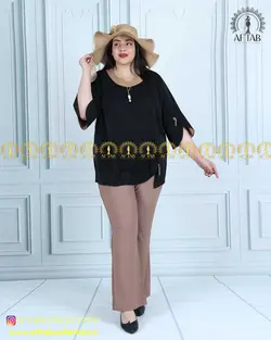 شومیز یقه گرد آستین هلالی سایز بزرگ 4354