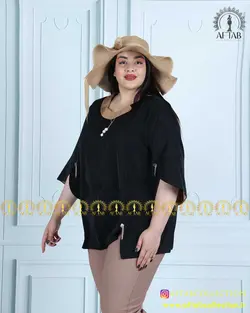 شومیز یقه گرد آستین هلالی سایز بزرگ 4354