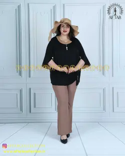 شومیز یقه گرد آستین هلالی سایز بزرگ 4354