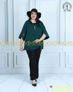 شومیز یقه گرد آستین هلالی سایز بزرگ 4354