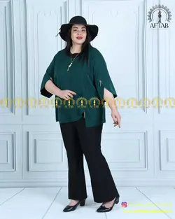 شومیز یقه گرد آستین هلالی سایز بزرگ 4354