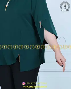 شومیز یقه گرد آستین هلالی سایز بزرگ 4354