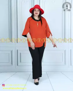 شومیز یقه گرد آستین هلالی سایز بزرگ 4354