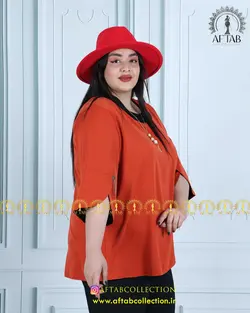 شومیز یقه گرد آستین هلالی سایز بزرگ 4354