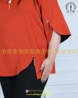 شومیز یقه گرد آستین هلالی سایز بزرگ 4354