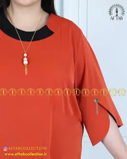 شومیز یقه گرد آستین هلالی سایز بزرگ 4354