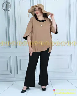 شومیز یقه گرد آستین هلالی سایز بزرگ 4354