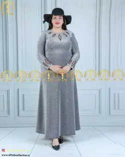 پیراهن تمام لمه یقه تور سایزبزرگ 4364