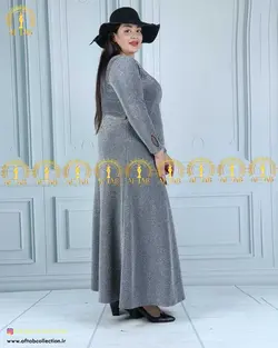 پیراهن تمام لمه یقه تور سایزبزرگ 4364