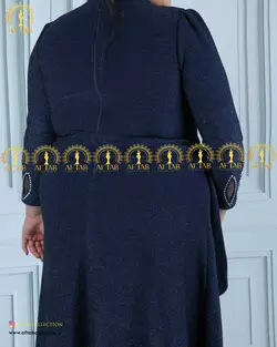 پیراهن تمام لمه یقه تور سایزبزرگ 4364