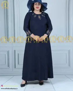 پیراهن تمام لمه یقه تور سایزبزرگ 4364