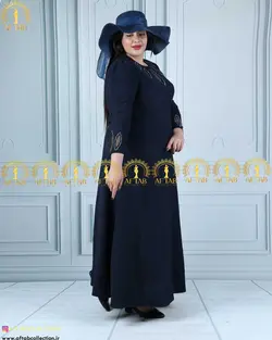 پیراهن تمام لمه یقه تور سایزبزرگ 4364