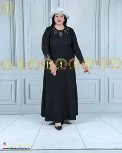 پیراهن تمام لمه یقه تور سایزبزرگ 4364