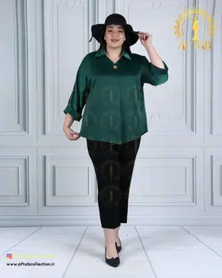 شومیز ساتن تک دکمه سایزبزرگ 4371