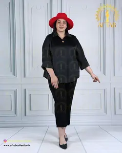 شومیز ساتن تک دکمه سایزبزرگ 4371