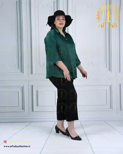 شومیز ساتن تک دکمه سایزبزرگ 4371