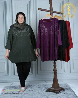 تونیک راحتی آستین دکمه سایزبزرگ 4459